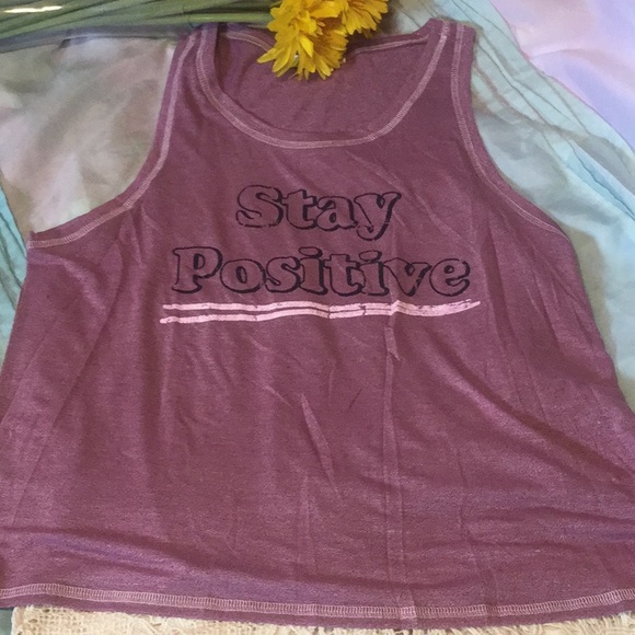 ❌DONATED❌Plum Purple Stay Positive Graphic Tank Top - Picture 5 of 8